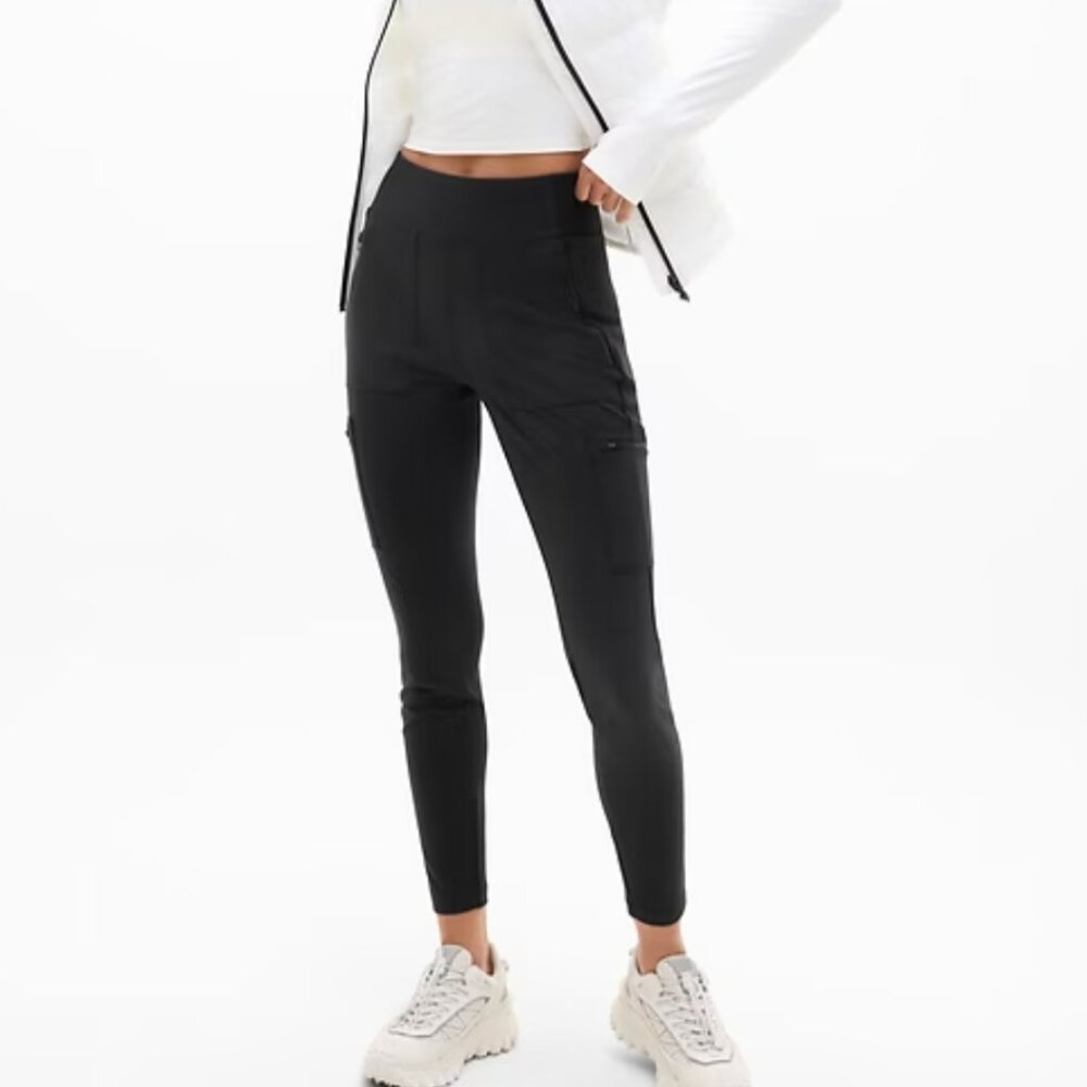 ATHLETA Headlands Hybrid High Rise Cargo Legging size 2 petite Black